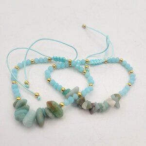 Aventurine Chip Bead Handmade Artisan Beaded Bracelets Lot of 2 Adjustable
